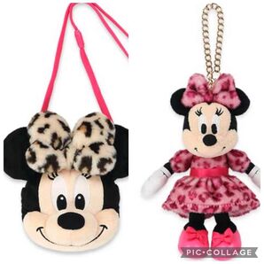 ディズニー ピンク ぬいぐるみチャーム ショルダーバッグ セット ミニー ヒョウ柄 豹柄 レオパード