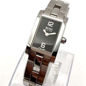C025 HUGO BOSS レクタンギュラー ブラックダイアル ステンレスブレス レディースウォッチ