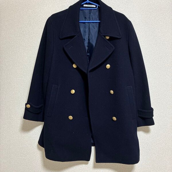 DAIMARUで購入しました。Pコート ピーコート ダブルボタン 金ボタン ショート丈 ネイビー 京都橘