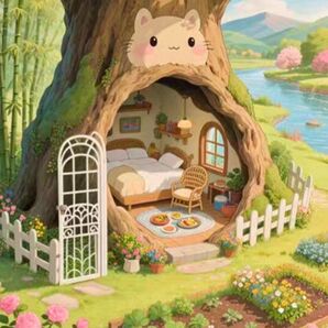 クロスステッチキット リスさんのお家 (11CT、図案印刷あり)