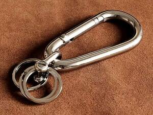  silver kalabina key holder ring 3 piece (XL size ) silver double ring key ring belt loop key hook two -ply can key chain 