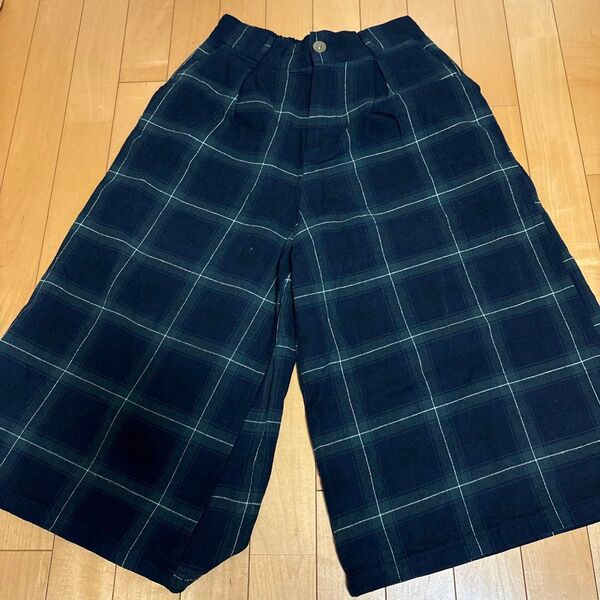 チェック柄ワイドパンツ ガウチョパンツ カジュアルパンツ