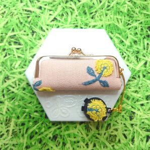 ミナペルホネン skip スキップ ピンク 朱肉付き がま口 印鑑ケース ハンドメイド