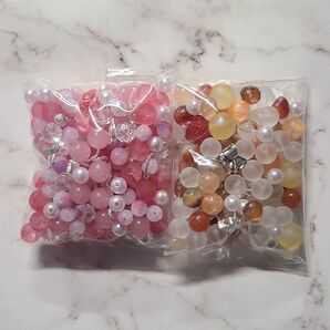 【10】ビーズミックス 各100ml 2袋セット ピンク 赤 茶 オレンジ
