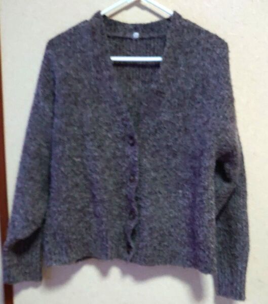 ★ニットカーディガン ★グレー系★ Vネック ★長袖★ カジュアル★Lサイズ★