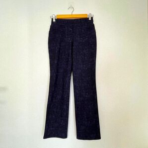 《匿名配送》【9号】日本製 ストレッチパンツ 黒 モザイク 裏フリース素材