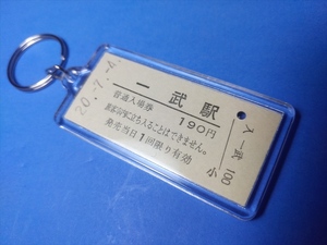 ◎くま川鉄道「一武駅」【本物の硬券入場券キーホルダー】ポストカード３枚付き　#1352