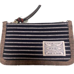 儀右ヱ門 ポーチ〔ケース MZA-0033 〕 久留米絣 日本製 帆布 綿 小銭入れ カードケース 未使用品