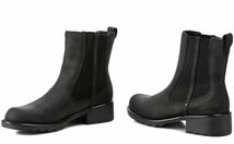 送料無料 Clarks 26cm チェルシー ブーツ レザー 革 ブラック 黒 サイドゴア ヒール ゴア ブーティー パンプス スニーカー フラット ST37_画像9