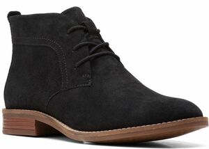 送料無料 Clarks 23.5cm レースアップ ブーツ ブラック 黒 スエード レザー 革 サイドゴア ブーティー パンプス スニーカー ST19