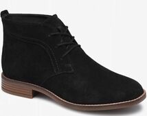 送料無料 Clarks 26.5cm レースアップ ブーツ ブラック 黒 スエード レザー 革 サイドゴア ブーティー パンプス スニーカー ST19_画像4