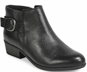 送料無料 Clarks 28.5cm ブーツ タンブルド レザー 革 ブラック 黒 ジッパー ストラップ ヒール ゴア ブーティー パンプス スニーカー ST27