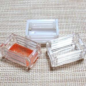 977《ミニチュアコンテナ》試作品 難あり クリア オレンジ ホワイト 組み立て 小物入れ レジン製