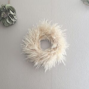 ドライフラワー リース パンパスグラス シンプルリース ナチュラルリース