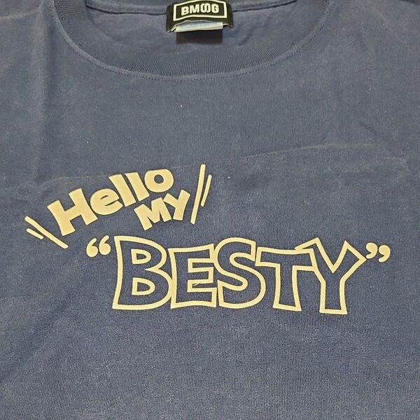 BMOG Tシャツ ネイビー Hello MY BESTY ロゴプリント