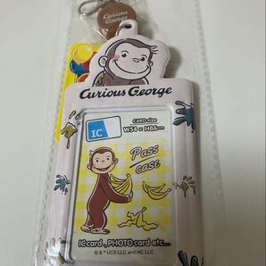おさるのジョージ リール付きパスケース ICカードケース 定期券 パスケース