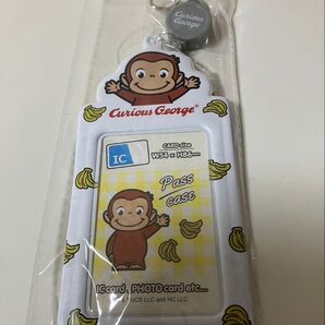 おさるのジョージ リール付きパスケース ICカードケース 定期券 パスケース