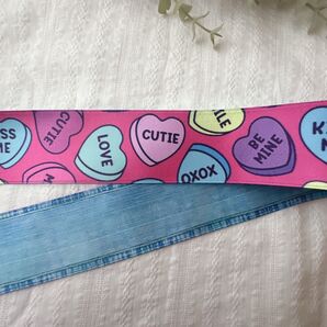 38mm両面プリントポリコットンリボン(キャンディハーツ①)