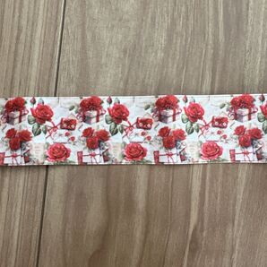 38mm両面プリントポリコットンリボン(バラ②)