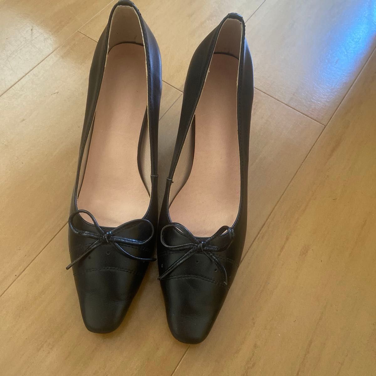 美品　パンプス 黒 本革 ヒール フォーマル ブラック　23.5cm 37 レディース 式典　入社式　入学式　卒業式　結婚式