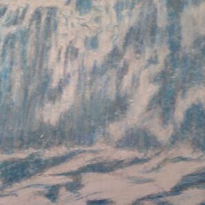 絵画クレパス画 アート作品 ブルー系