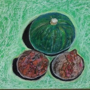 絵画かぼちゃとざくろ 静物画 インテリア