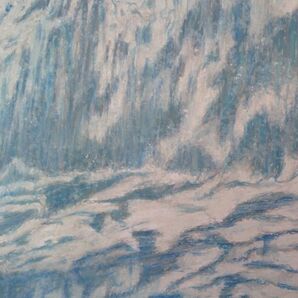 絵画クレパス画 アート作品 ブルー系