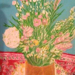 絵画 花束のクレパス画アート インテリア
