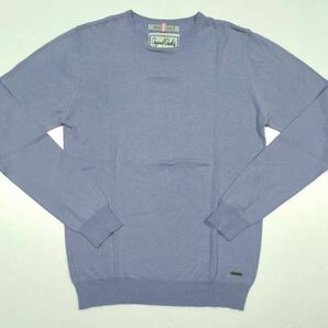 8.5@ 美品「SCOTCH&SODA」バックプリント クルーネック コットンニット Light-Blue SIZE:L相当