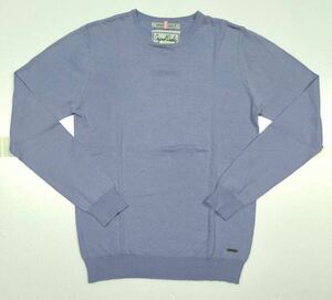 8.5@ 美品「SCOTCH&SODA」バックプリント クルーネック コットンニット Light-Blue SIZE:L相当