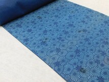 小紋 綿縮み 長板中型染め 三勝製 藍染め 反物 ｎｃ 楽布特選P2815_画像1