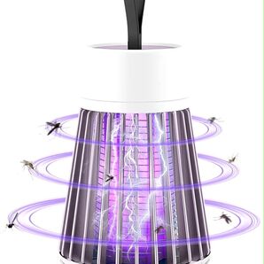 電撃殺虫器 コバエ取り 蚊取り殺虫灯 LED誘虫灯 360°強力蚊除け USB充電 LEDランプ照明 静音設計 省エネ 1122