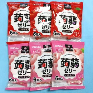 ●蒟蒻工房 蒟蒻ゼリー×6袋(もも3袋・りんご3袋) 6個入×6 群馬下仁田特産 オーイズミ !!