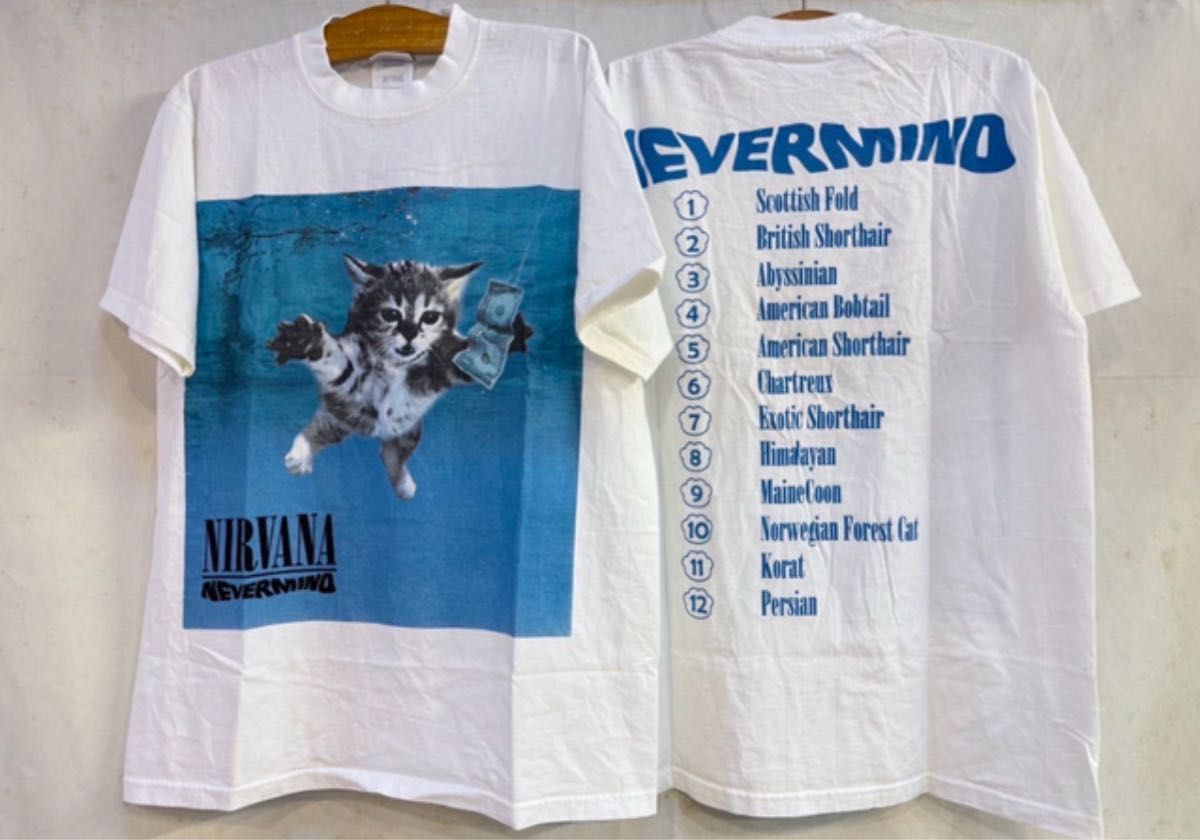 XL NIRVANA NEVERMIND Tシャツ 猫デザイン