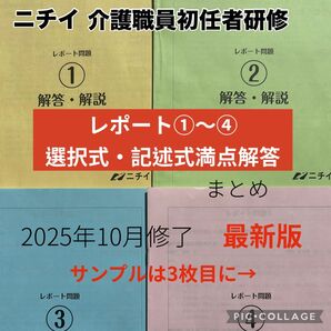 ニチイ 初任者研修 レポート問題①~④の満点解答、記述式まとめ