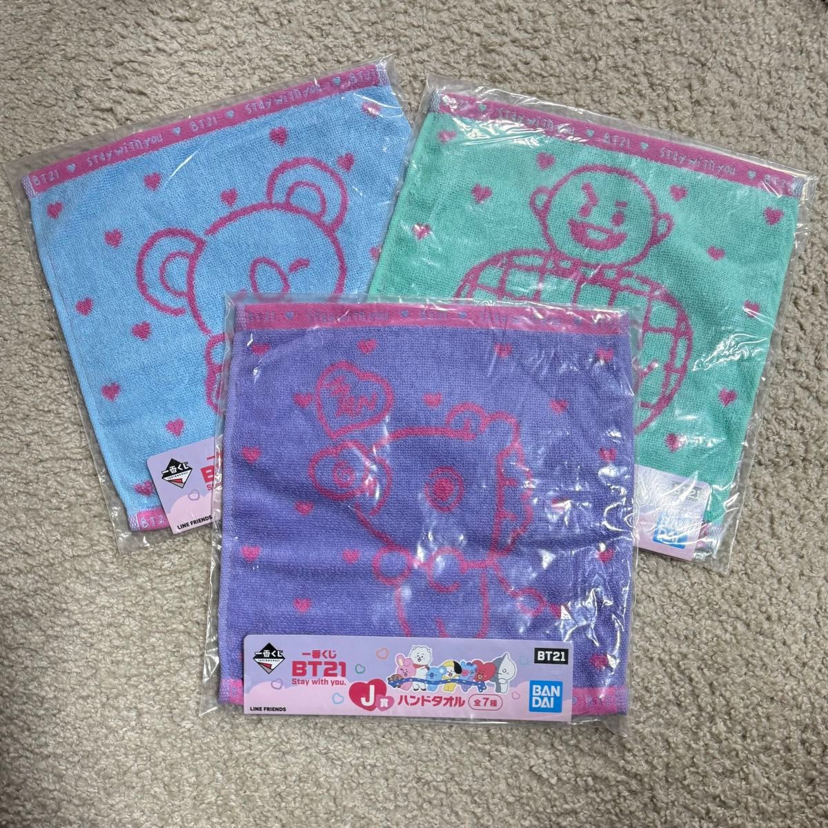 BT21 ハンドタオル 3点 【新品・未使用品】