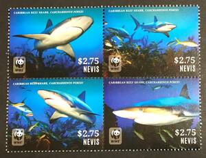 ネビス 2014年発行 サメ 魚 切手 未使用 NH