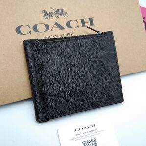 新品 COACH マネークリップ 財布 メンズ 人気の小銭入れ付き
