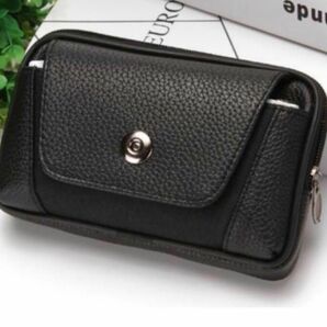 本革 ベルトポーチ スマホポーチ 軽量 高耐久 ブラック