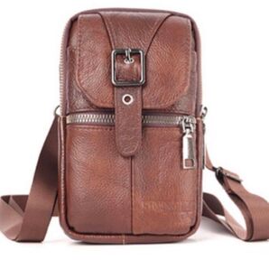 本革 スマホショルダー ショルダーバッグ ウエストポーチ ブラウン