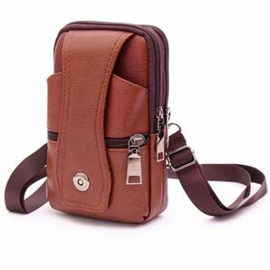 本革 スマホショルダー ショルダーバッグ ウエストポーチ ブラウン