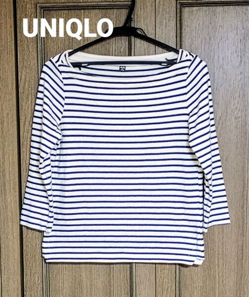 【UNIQLOユニクロ】ボーダー カットソー 七分袖 *ブラック×ホワイト*S〜M