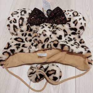 ディズニー ファンキャップ ミニー ヒョウ柄 もこもこ 帽子 ブラウン 茶色