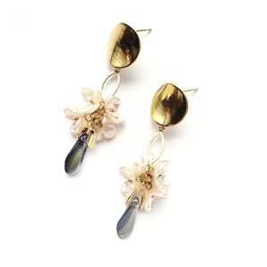 (158) メタルラウンドホースアイフラワーデューピアス