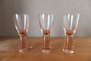 昭和レトロ　冷酒グラス　ショットグラス　Shot glass　リキュールグラス　ピンク　３個セット　