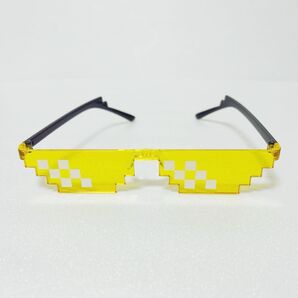 ピクセルサングラス ドット絵サングラス 面白いサングラス 黄色