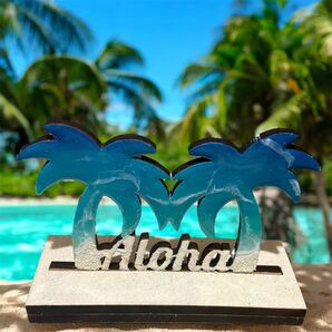 海レジンを ヤシの木オブジェ