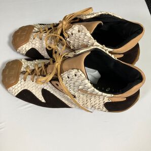 スニーカー パイソン柄 ブラウン ベージュ レースアップ