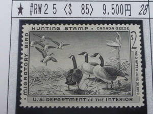 20LH S N28 America stamp 1958 year SC#RW25 hunting * bird $2 unused OH*VF [SC appraisal $85]