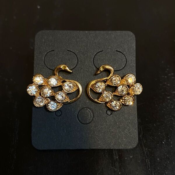 スワンのピアス 白鳥 ゴールド 昭和レトロ 平成レトロ アクセサリー イヤリング ヴィンテージ ゴールド アンティーク